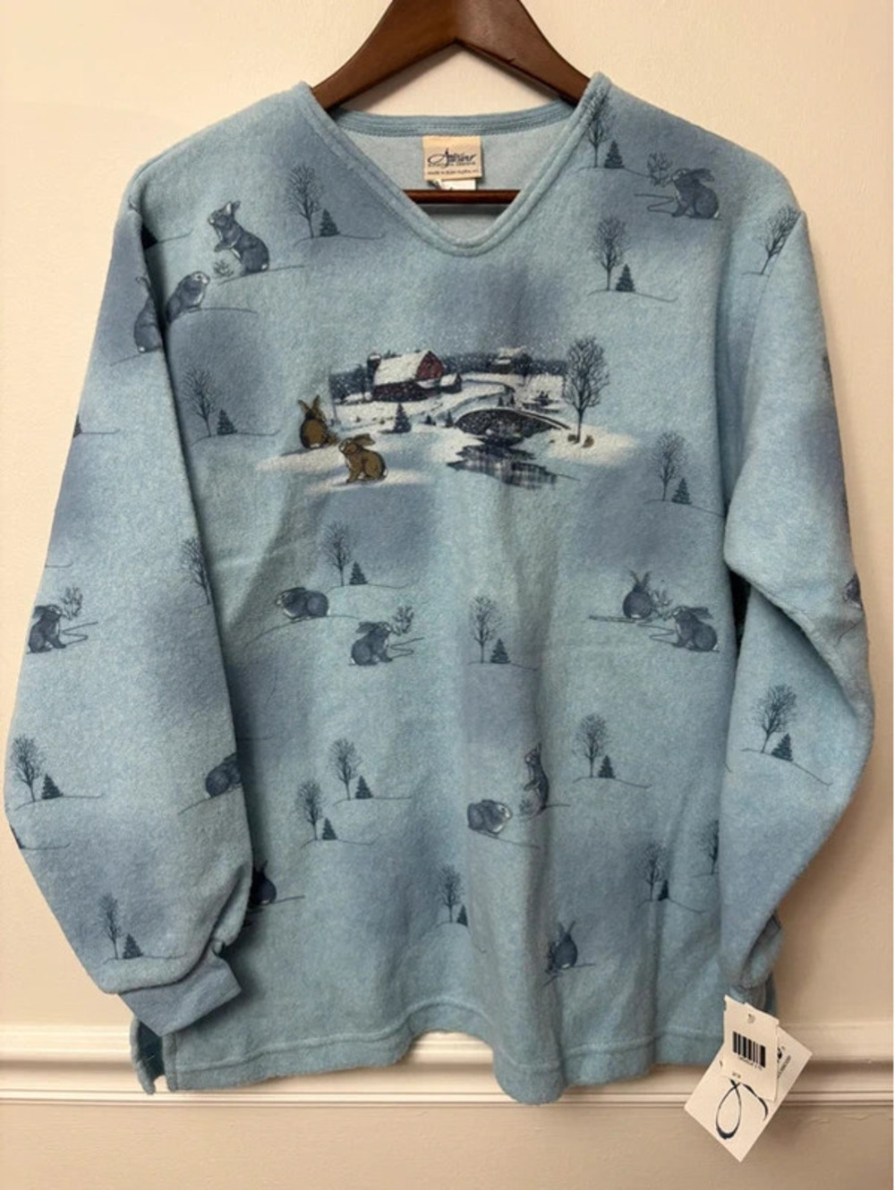 NWT Artisans Bunny Winter Fleece Sweatshirt USA Made Small